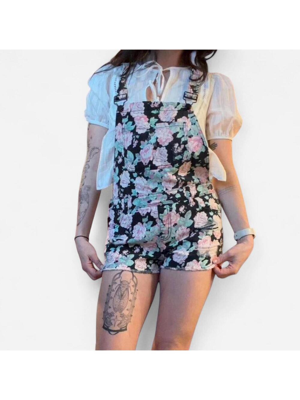 Forever 21 Women's Multi and Black Dungarees-overall